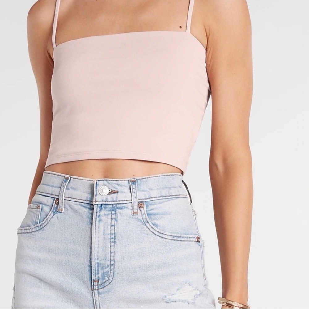 Express top Body Contour Double Layer Cropped Square Neck Cami